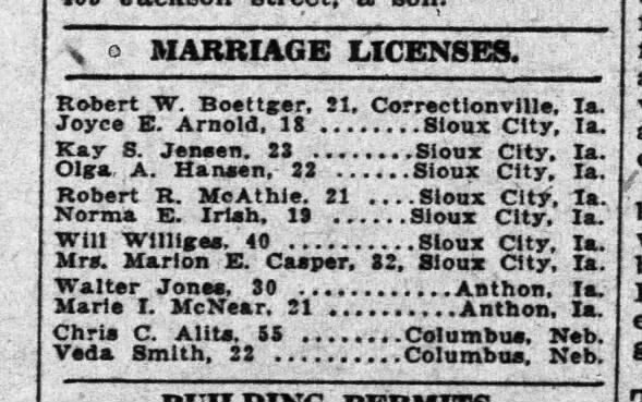 CC Abts Veda Smith Marriage License